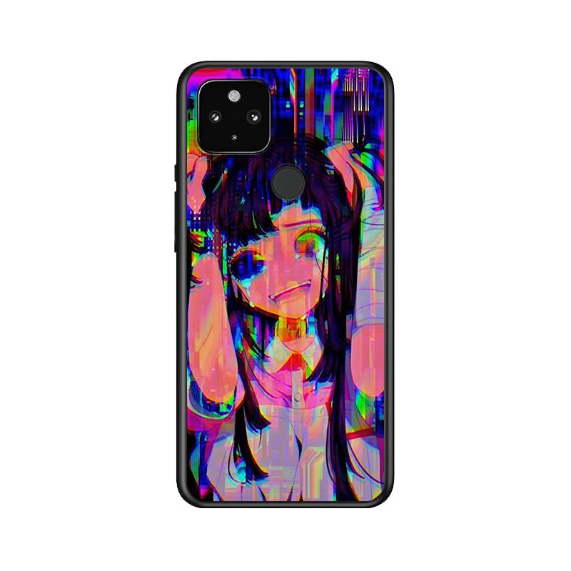 Anime Girl For Google Pixel 6 Pro 5 5A 4 4A XL 5G Black Phone Case Shell Soft Fundas Coque Capa Shockproof Cover