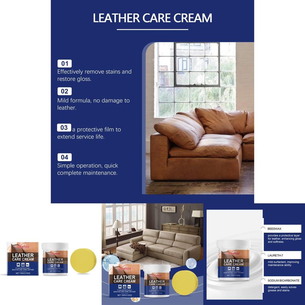 Jakehoe Leather Care Cream For Home Cleaning Waterproof And Brightening 100g With Sponge