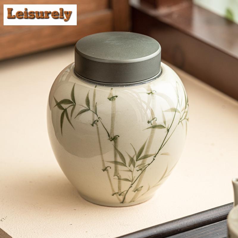 Smaragdgrüne Bambus-Teebox Organizer Feuchtigkeitsdicht Handgefertigt Vorratsbehälter Teedose Blumentee Geschirr Sammlung