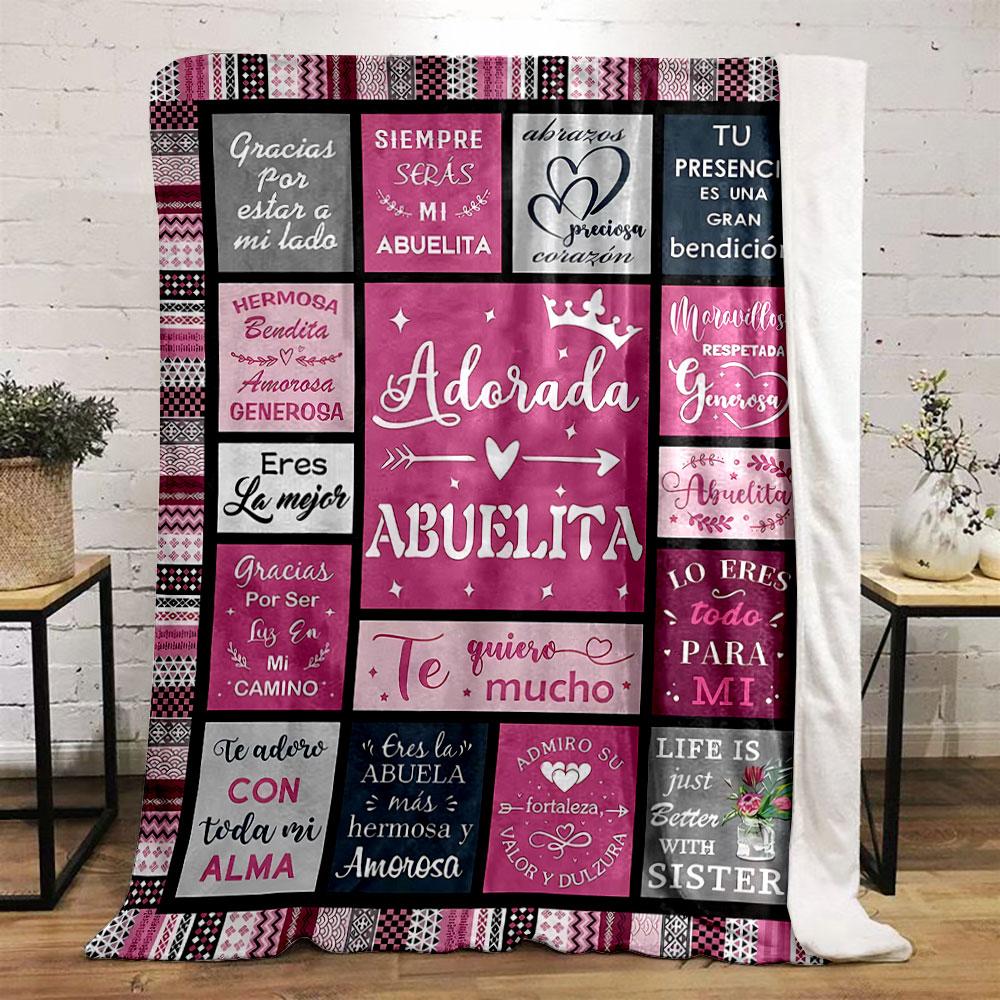Spanish Grandma Themed Letter Pattern Blanket Bedroom Blanket for Livingroom Couch Lunch Break Soft Throw for Friend's Festival Gift