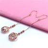 Purple Gold Flower Bead Earrings Simple Color Gold Plated Rose Gold Classic Temperament