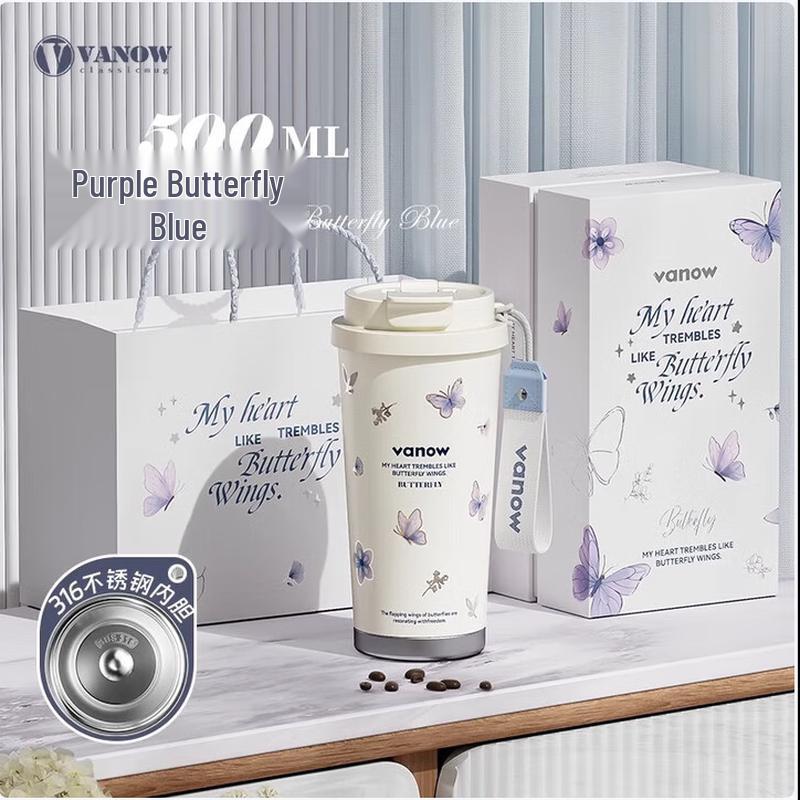 VanowKids Butterfly Insulated Stainless Steel Straw Cup