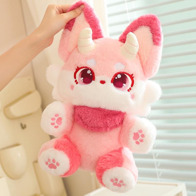 Peluche Volpe Fantasma Kawaii 30/50cm Cuscino Cartone Animato Bambola da Dormire Fatta a Mano Regalo di Natale Carino