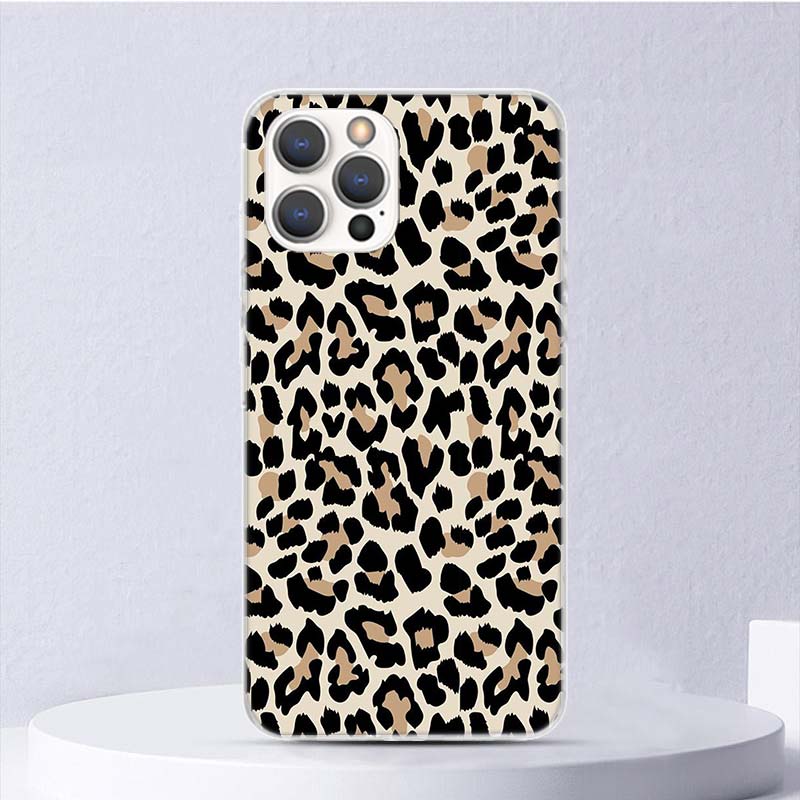 Leopard Print Soft Case For iPhone 11 12 13 Mini 14 Pro Max Apple Phone Cover X XS XR SE 7 Plus 8 + 6 6S 5S Funda Coque