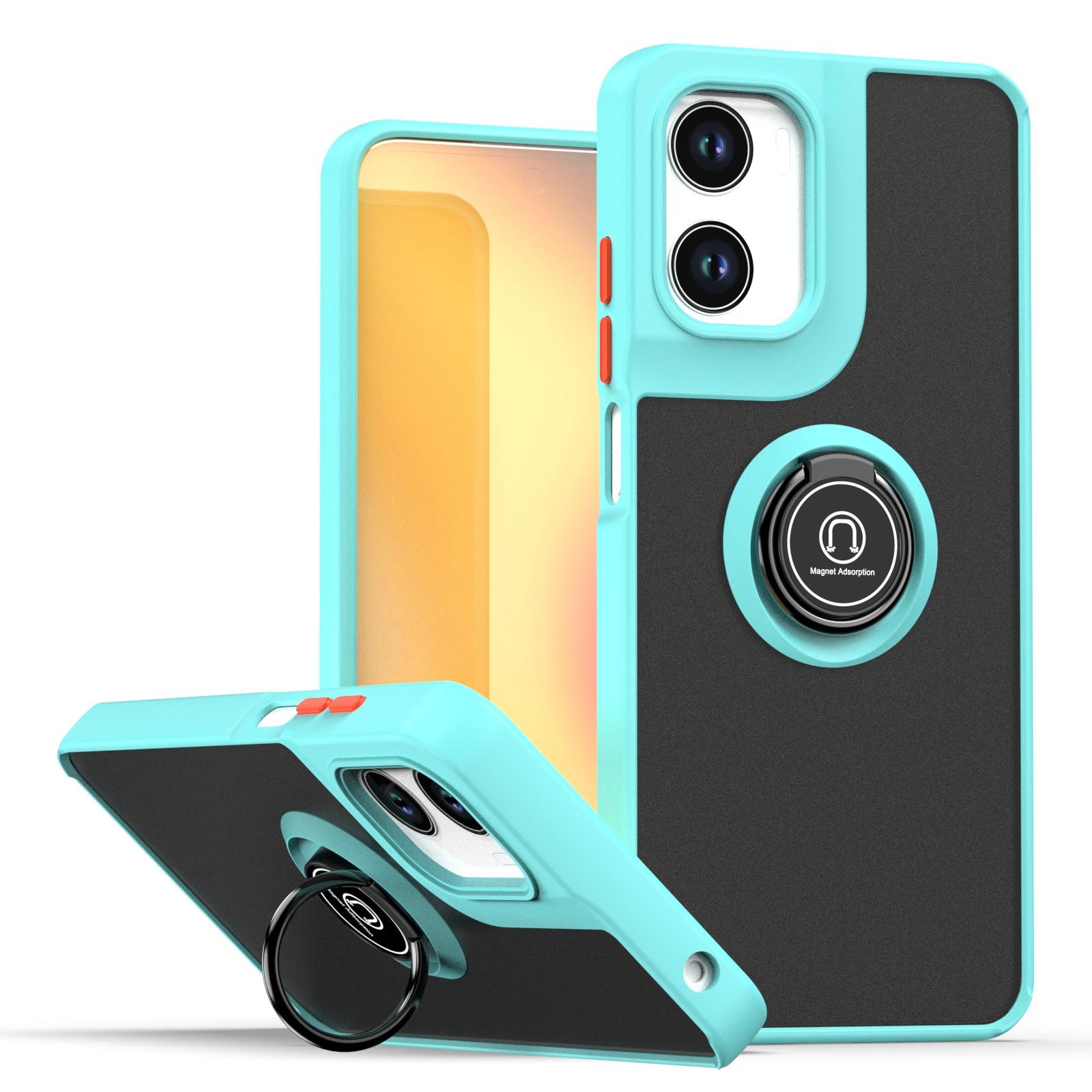 

Shockproof Matte Armor Case For Motorola Moto G05 Rotating bracket 360° Magnetic Holder Ring Stand Hard PC Back Cover For Moto G05 небо синє кольору