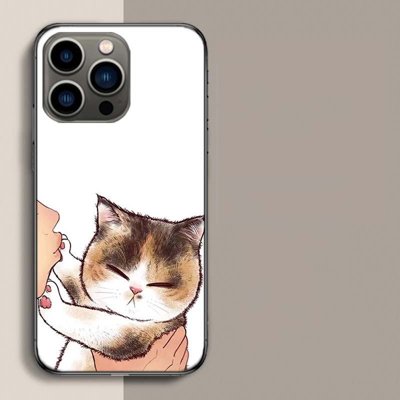 Kiss Cat Cute Kitten Cartoon Phone Case For Apple Iphone 16E 16 17 Pro Max Air 15 Pro 14 Plus 12 13 Mini Cover Cute Fund