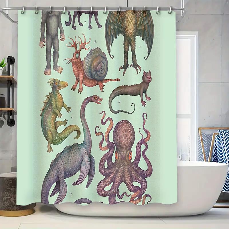 

Ocean Fantasy Shower Curtain Mermaid Fish Scales Sea Creature Pattern Bathroom Decor Backdrop Vintage Gothic Art W60H190(CM)-1 Pcs
