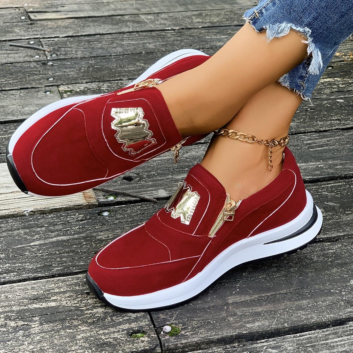 

Fashion 2025 New Women Sneakers Casual Breathable Fashion Sneakers Women Anti-slip Slip on Platform Outdoor Slip on Shoes Women 35 червоний