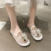 Fisherman Shoes Women's 2024 Spring and Summer Rhinestone Mesh Casual Women's Shoes Bow Loafers Comfortable Soft-soled Bag Head Slippers