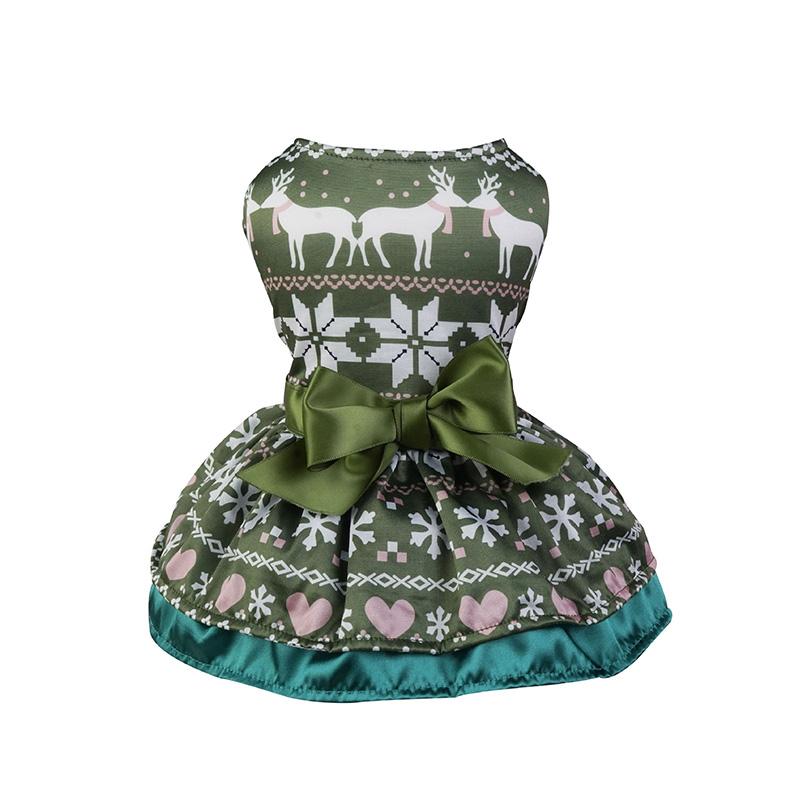 

1 шт. Одежда для маленьких собак Санта-Клаус Платья для собак Косплей Полиэстер Рождественская елка Напечатанное платье принцессы Бантом Рождественский нарядный лось L