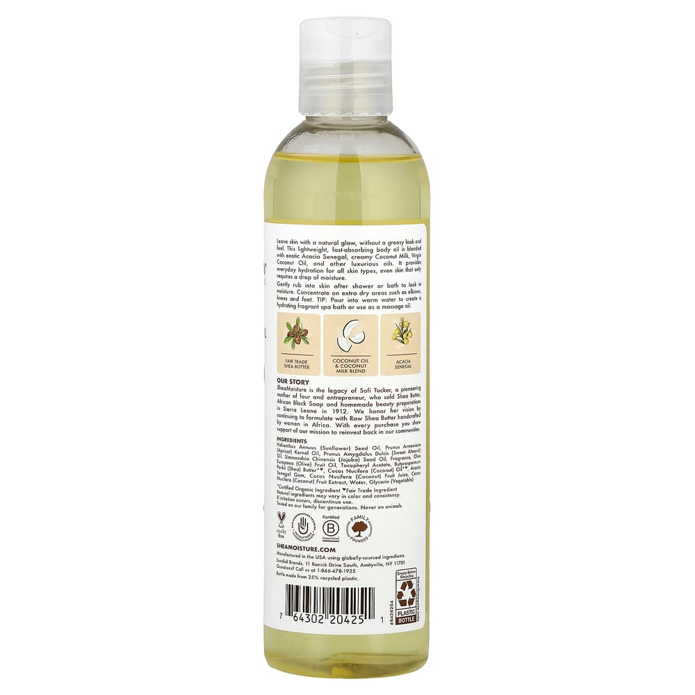 SheaMoisture 100% Virgin Coconut Oil Daily Hydration Body Oil, 8 Fl Oz (237 Ml)
