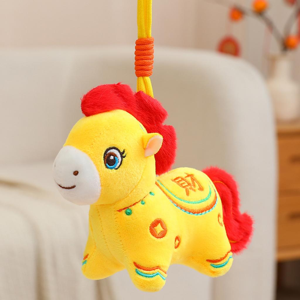 2026 Rok koně maskot Novoroční sváteční plyšová poníková panenka Přívěsek kůň Fa Cai panenka pro štěstí ozdoba