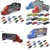 Durable Kids Vehicles Transport Car Carrier Semi Truck With 12 Mini Cars Gift Set