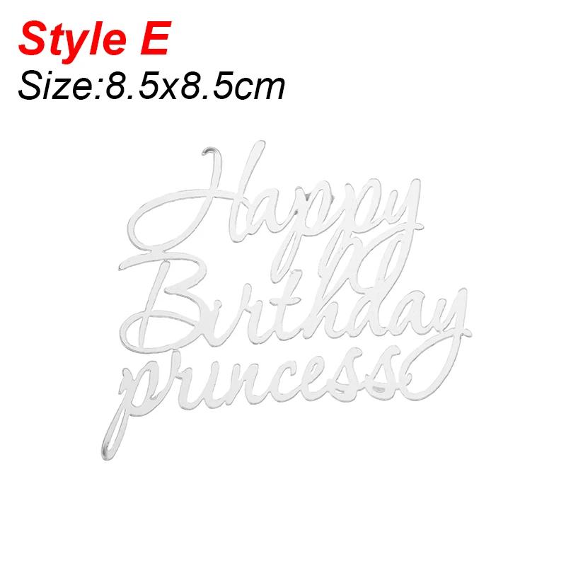 Acrylic Cake Topper Queen Princess Happy Birthday Cake Toppers Ornament For Home Birthday Party Baby Shower Decoration Supplies