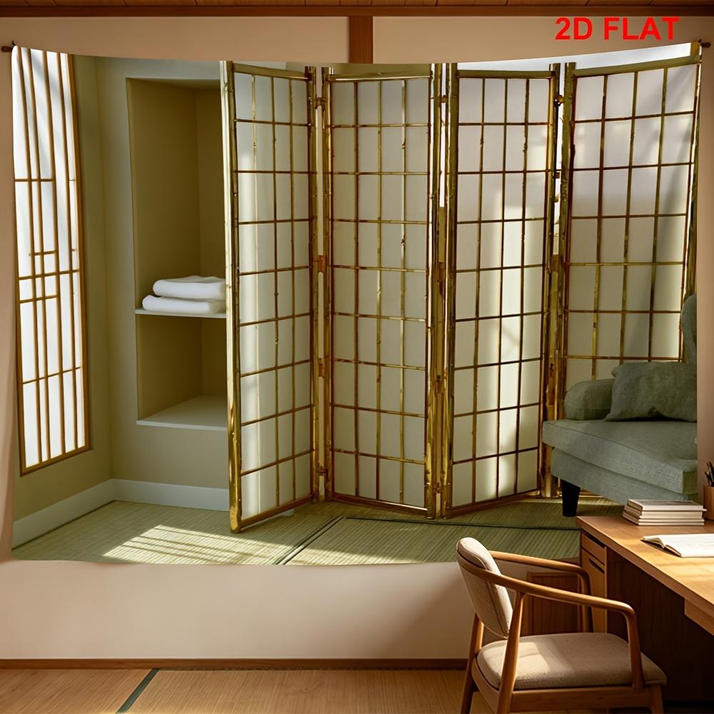 Dekorative Japanische Shoji Raumteiler Faltbildschirm Panel Goldmetall Luxus Trennwand Polyesterstoff Innendekoration