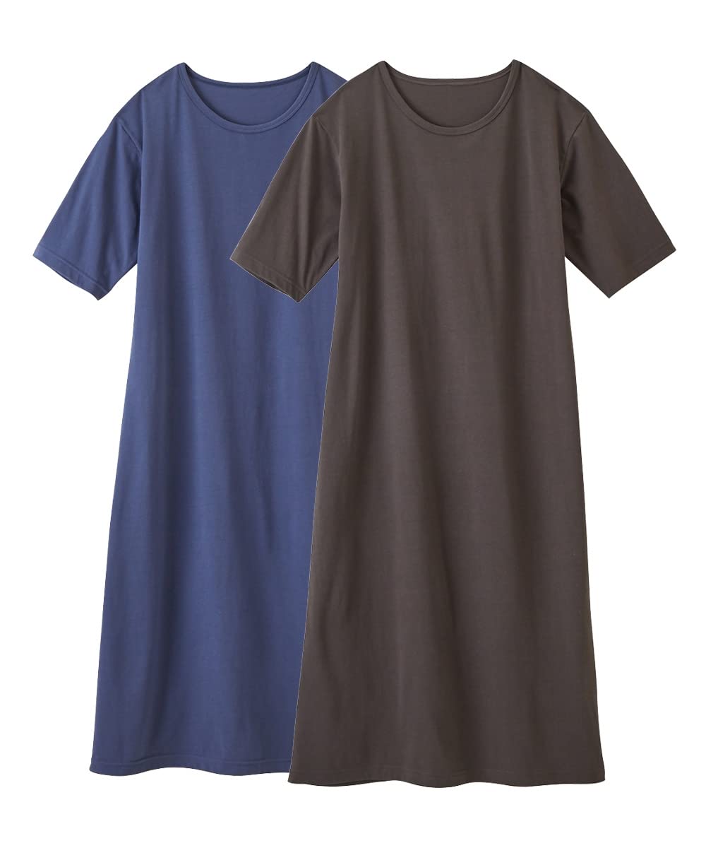 

Пижамы и домашняя одежда Комнатный хлопок Свободный Комнатный Темно-серый Дымчатый 3L [Nissen] Топы, Платья за 3 секунды, Комплект из 2 предметов, Смесовый, По фигуре, Рукава 5/8, Платье, + Синий,