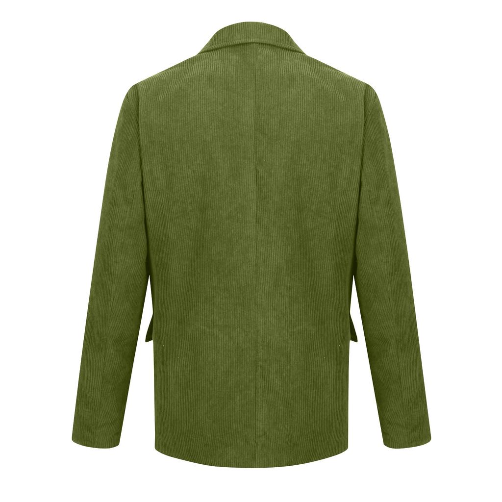 Men's Printing Corduroy Warm Pocket Suit Jacket Cardigan Men's Casual Suit