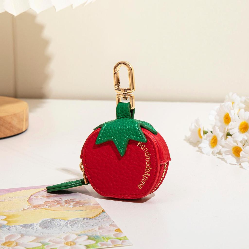 Cross-border Spot Bag Charm: Fruit Series Coin Purse, PU Leather Keychain, Earphone Bag - Small & Cute