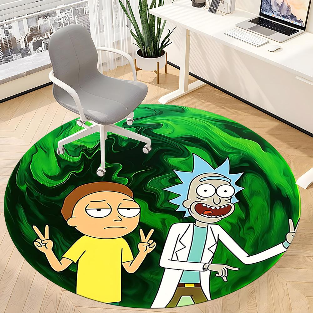 1pc Rick and Morty Office Round Area Rug, Indoor Mat Suitable For Office,Bedroom Living Room Home Decor, Room Deco a0926081