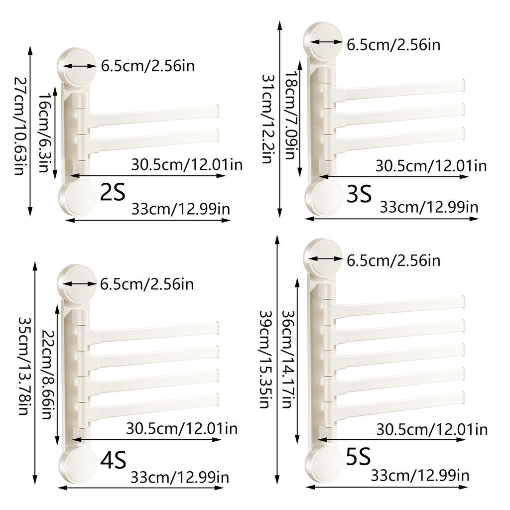 Easy Installion Suction Towel Rack Double Rod Rotates Home Accessory for Renters and Without Damaging to Most Wall
