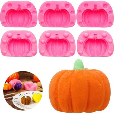 3 Paare /3D Thanksgiving Kürbis Hochtemperaturbeständige Silikonform, Herbst Mini Kürbisform, Leichtes Entformen Schokoladen-Gelee-Form, Halloween