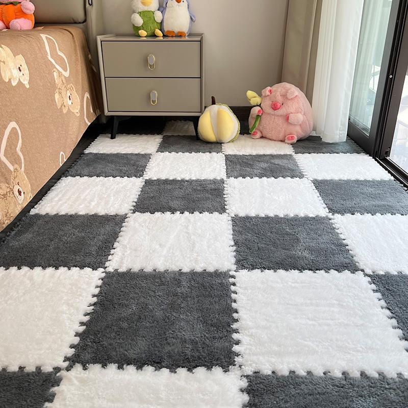 Plush Bedside Rug: Girls' Room Foam Floor Mats, Washable & Stylish
