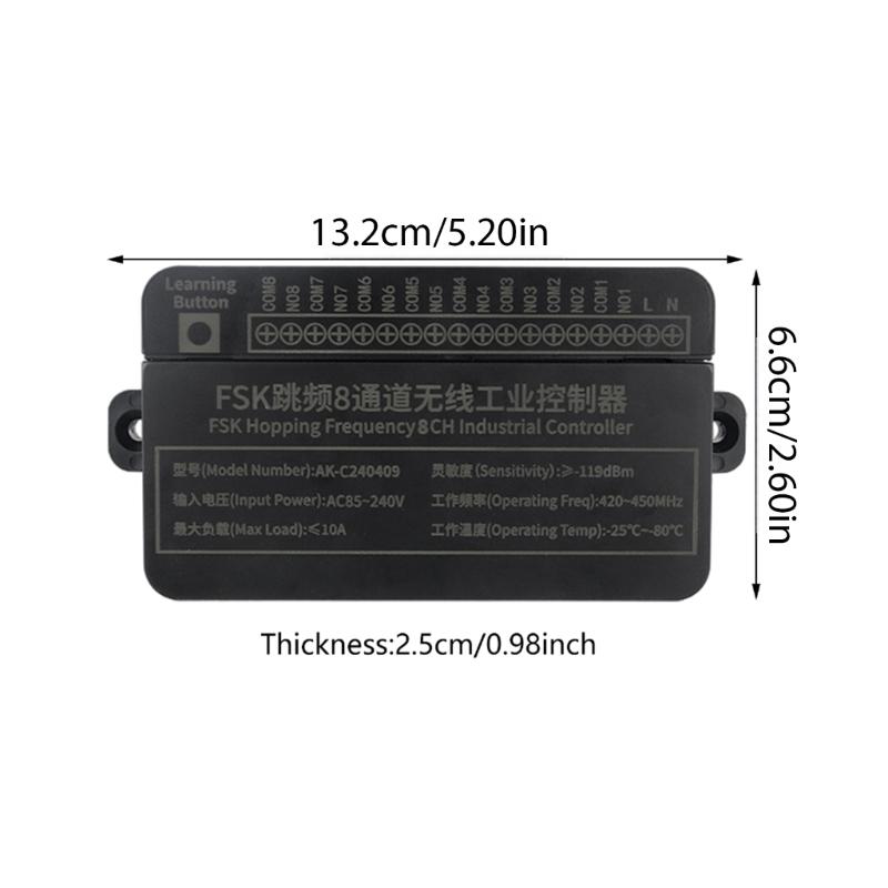 8 Way Wireless Remote Controller AC85~240V Adaptive Wide Voltages for Motor Fan Lamp and Roller Door Long Ranged