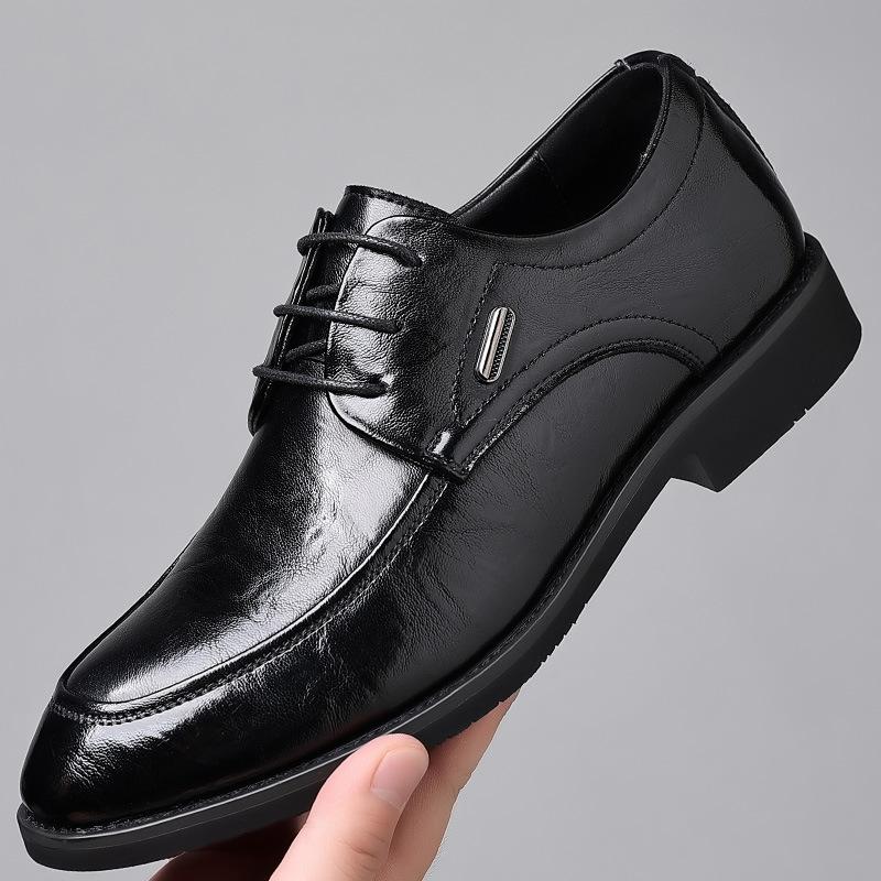 Men's Leather Shoes Business Dress Soft Leather Lace-up Commuter Work Shoes Men's British Suit Groom Wedding Shoes