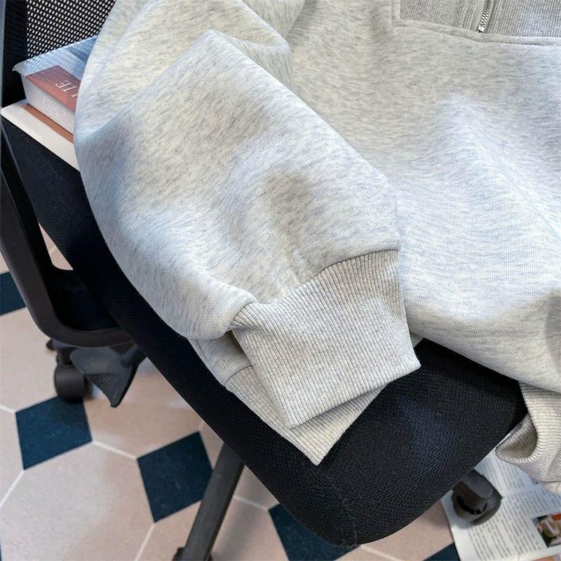 Sweatshirt Women's Autumn Solid Color Casual Daily Sweatshirt Gray Half Zipper Sports Long Sleeve Top