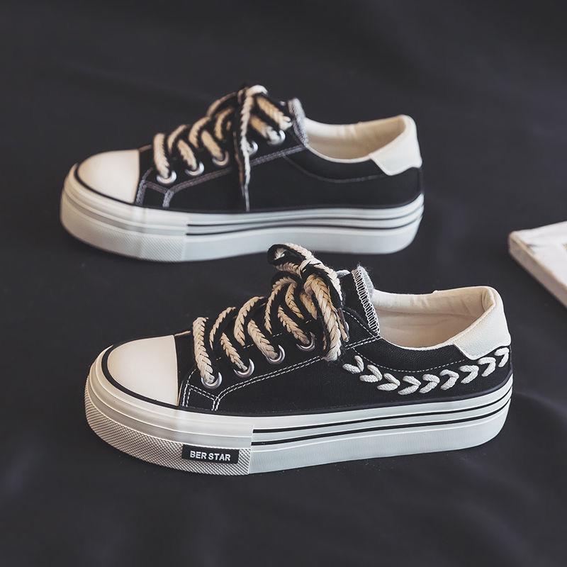 Women Thick Sole Footwear Platform Canvas Shoes Height Increasing Chunky Sneakers For Youth Girls Outdoor Trainers Female Ladies