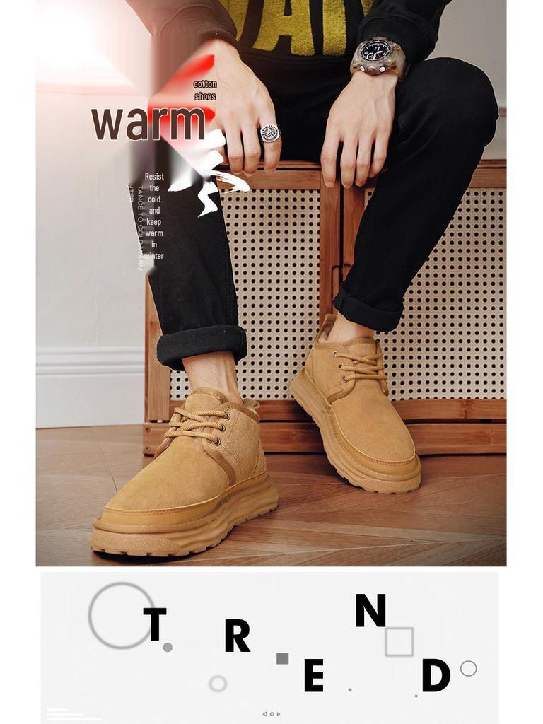 Northeast Herren 2025 Fleecegefütterte Pelz Schneestiefel - Warm, Dick zum Schnüren, Rutschfeste Winter Stiefeletten