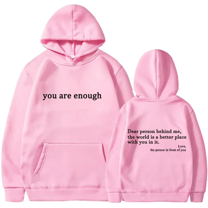 2025 Trendy You Are Enough Printed Hoodie Men's and Women's Pullover Retro Hoodie Street Hip Hop Unisex Hoodie Top