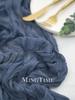 Elegant Pleated Semi-Sheer Gauze Table Runner in Dark Blue Creating Retro Wedding Party and Christmas Scenes Decoration