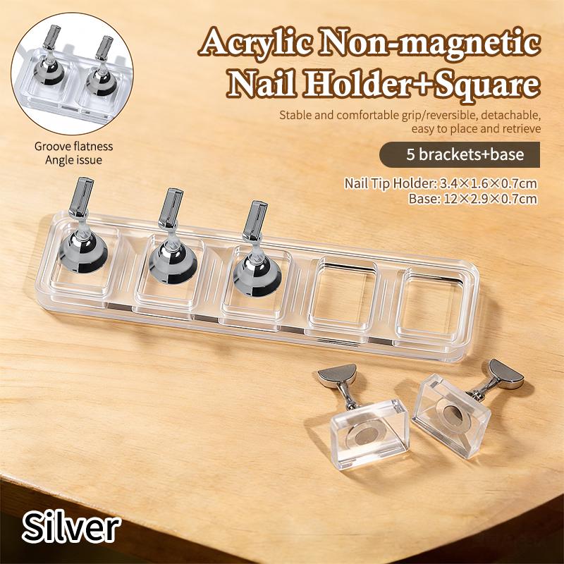 

5Pcs Transparent Nail Stand Non-Magnetic False Nails Holder Press On Nail Display Rack Acrylic Nail Training/Painting Tools A1