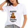 Glücklicher Murmeltiertag Damen Baumwoll-T-Shirt, Premium-Baumwollqualität Druck, Langlebig, Lässig Und Modisch, Niedliche Murmeltier-Grafik mit Hut, Celebra