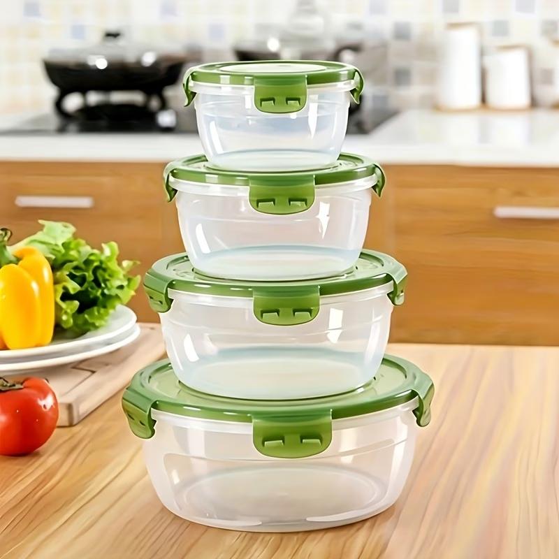 4pcs Set 400ml Sealed Transparent Stackable Kitchen Storage Container, Multifunctional Reusable Salad Bowl, Kitchen Food Storage