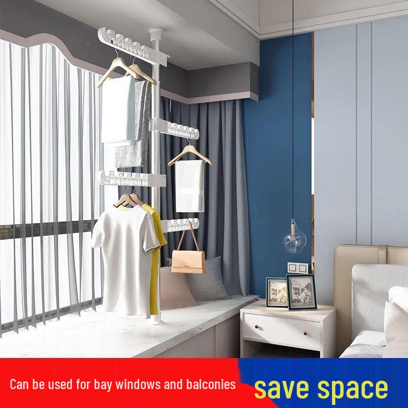 Punch-Free Telescopic Clothes Rack & Hanger for Space-Saving Storage
