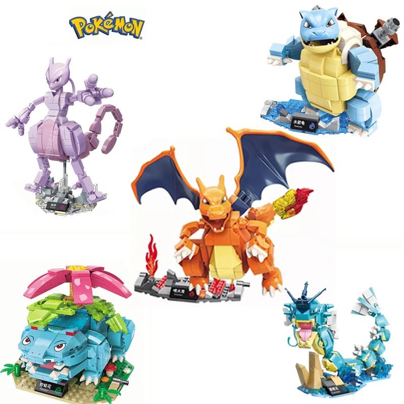 Pokemon Anime Cartoon Pikachu Bulbasaur Building Blocks Bricks Sets Movie Dolls Model Kids Toys For Children Gift