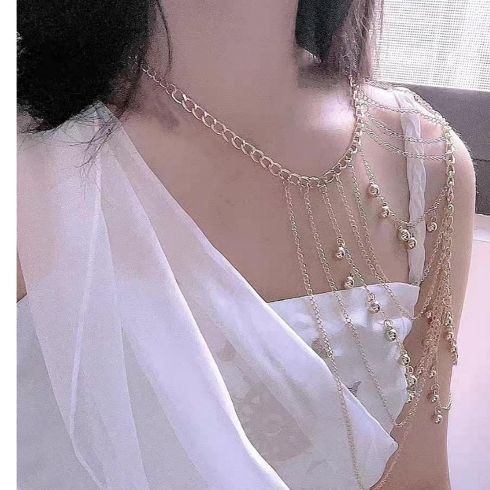 Gold Necklace Shoulder Chain Metal Body Chain Creative Tassels Costume Armband  Party Decoration