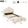 Letto imbottito, Letto singolo, Letto per bambini 90 x 200 cm, Letto con testiera imbottita, Angoli arrotondati, Velluto, Beige