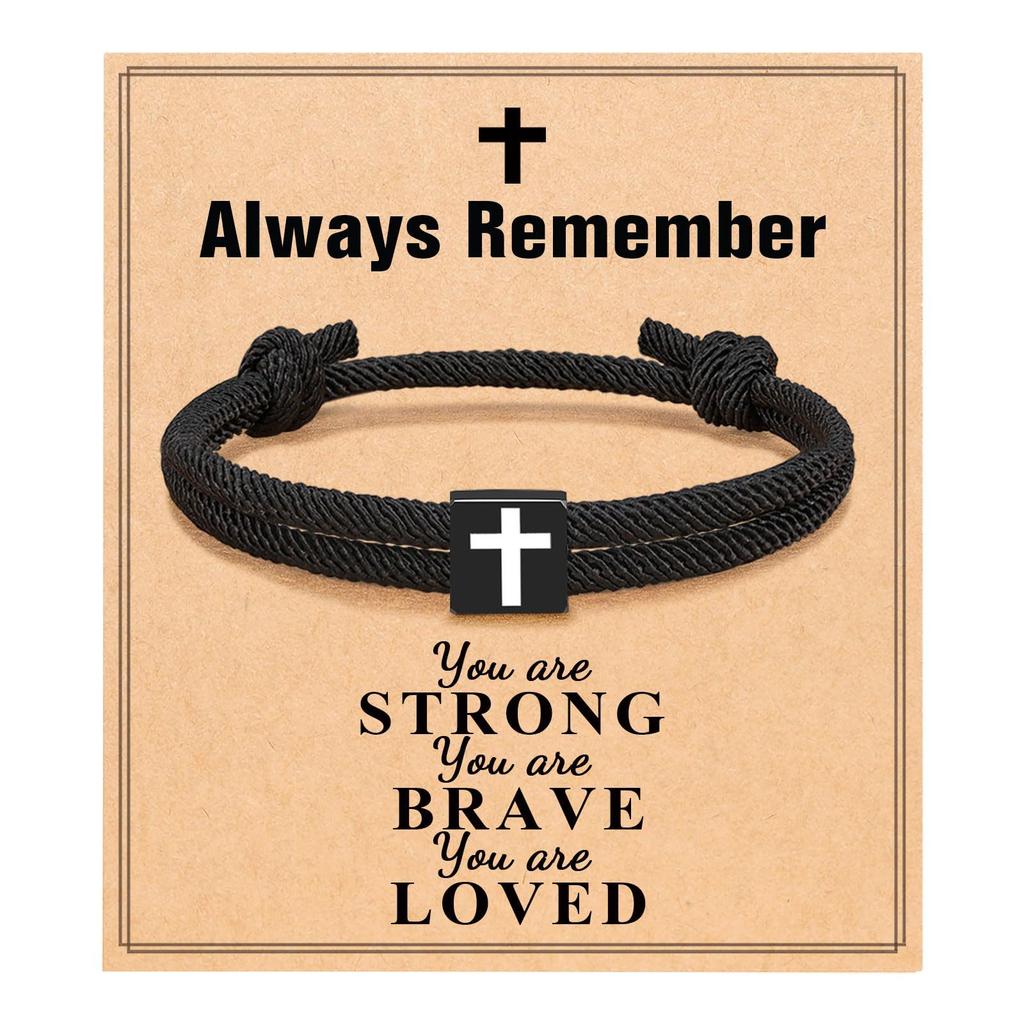 Easter Basket Stuffers for Teens Men Women Inspirational Religious Bible Verse Joshua 1:9 Cross Bracelet