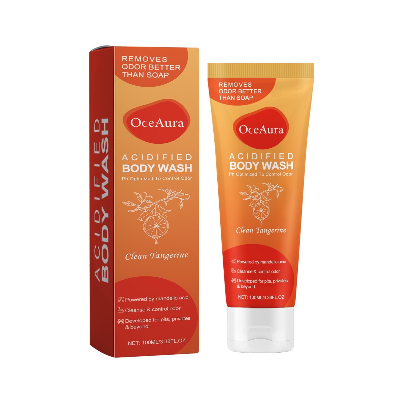 

OceAura Orange-Scented Body Wash 100ml - Deeply cleanses, exfoliates, reduces acne, long-lasting fragrance,for body cleanliness
