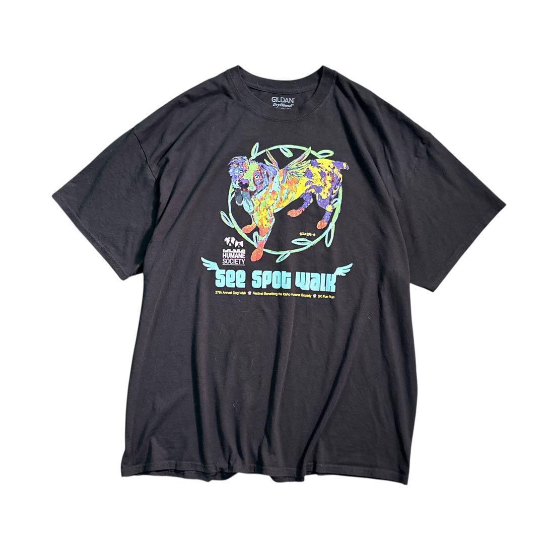 

[USED] 7TSM2 GILDAN Dog Double-Sided Print T-Shirt, Imported, Used