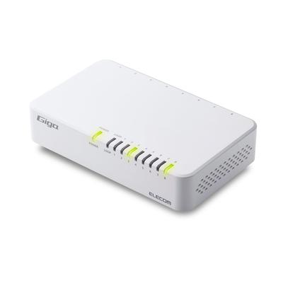 Elecom Switching Hub 8 Port Giga Compatible Plastic Housing with Magnet External Power Supply Model White EHC-G08PA4-JW