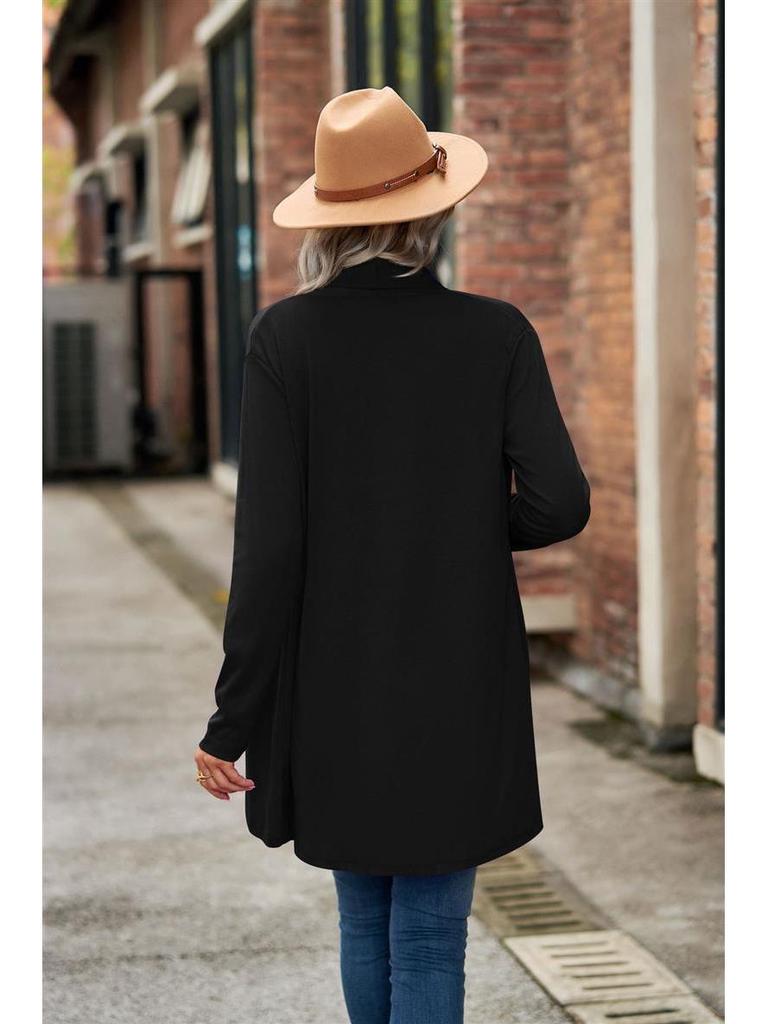 2025 European & American Autumn/Winter Women's Long-Sleeve Solid Color Loose Cardigan