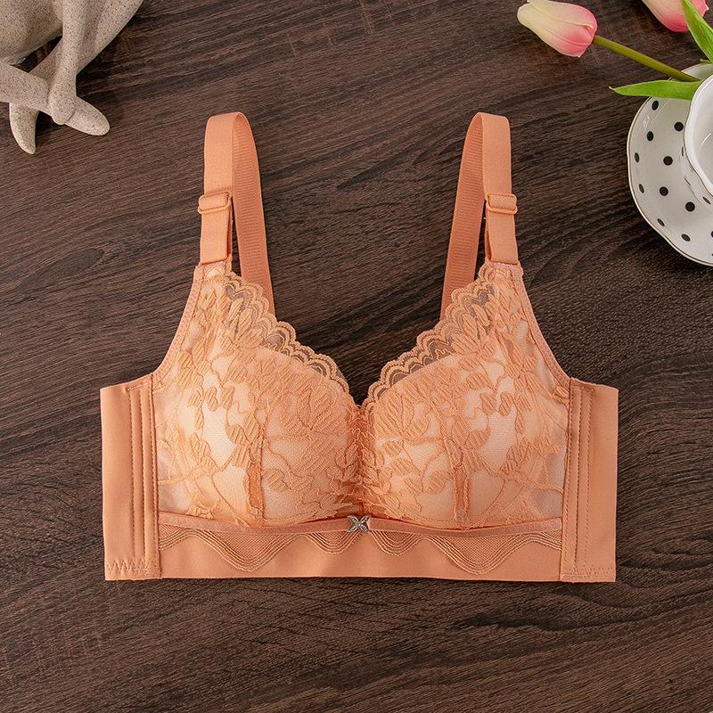Lace thick cup bra, gather small breasts, close secondary breasts, adjust bra without steel ring thickening