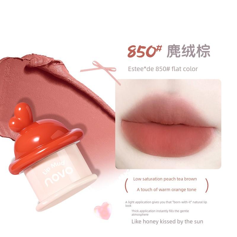 Novo Multi-Purpose Cream Lip Mud Matte Misty Finish Lip Glaze Non-Fading Non-Stick Cup Lipstick Blush Velvet Lip Cream