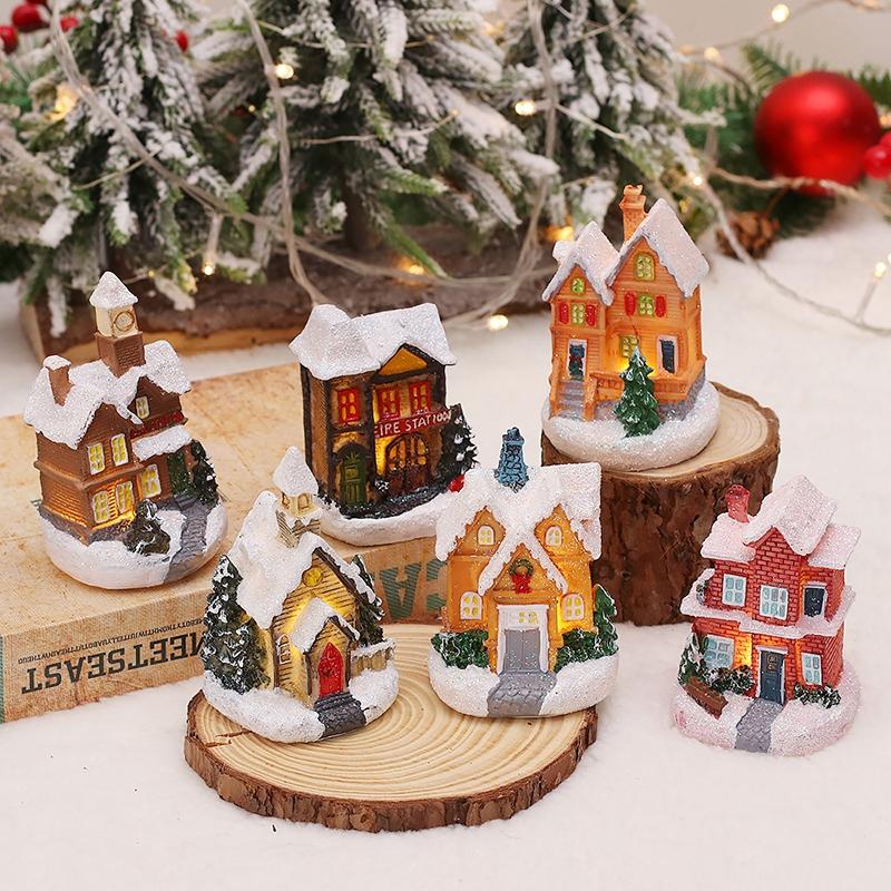 Led Christmas Village Houses Pryskyřice Jemná skříňka Milované sběratelské budovy Novoroční dárek