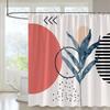 Abstract Geometric Shower Curtain Creative Line Graphics Red Lattice Fabric Printing Bathroom Accessories Bathroom Curtains Set