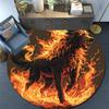 Flaming Wolf Round Area Rug,Carpet Rug for Living Room Bedroom Sofa Playroom Decor,Non-slip Floor Mat